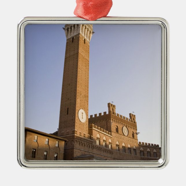 Italy, Tuscany, Sienna. Torre del Mangia on Metal Ornament (Front)