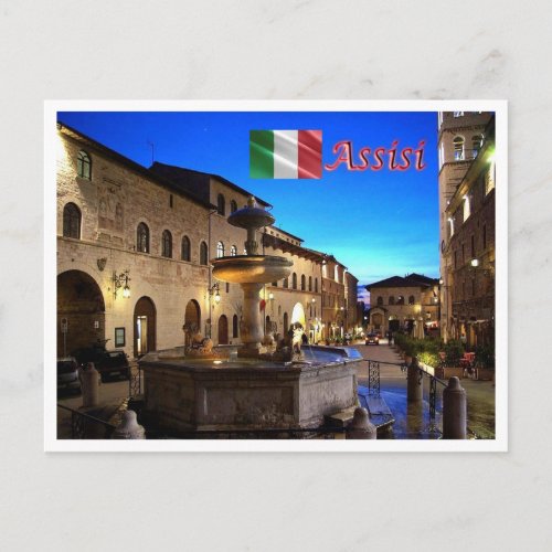 Italy _ Umbria _ Assisi _ Town Hall Square _ Postcard