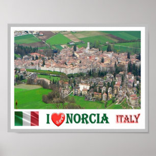 Italy - Umbria - Norcia - I Love - Poster