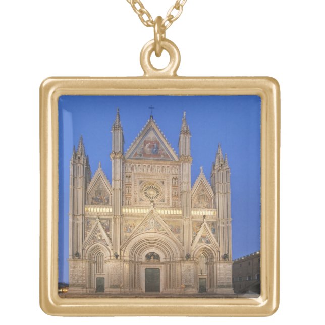 Italy, Umbria, Orvieto, Orvieto Cathedral Gold Plated Necklace (Front)