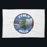 Italy USA Kitchen Towels<br><div class="desc">Italy America Friendship design, with USA Stars and Stripes and Italian flags. Ideal for t-shirts, hoodies, hats as well as great gift ideas inc. cell phone & iPad covers, mugs, bags, key rings, stickers, greetings cards, business cards, kitchen towels, luggage tags, bumper stickers, laptop sleeves, buttons, aprons, yard signs etc....</div>
