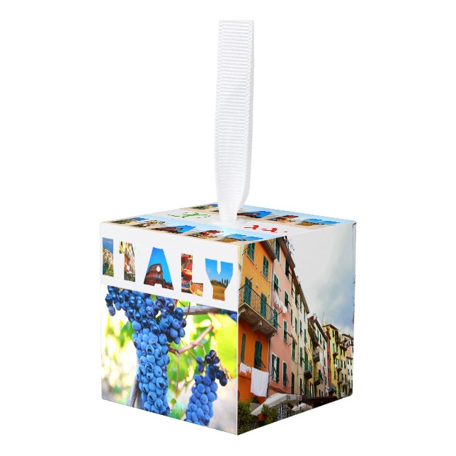 Italy Vacation Travel Photos Christmas Cube Ornament (Front Angled)
