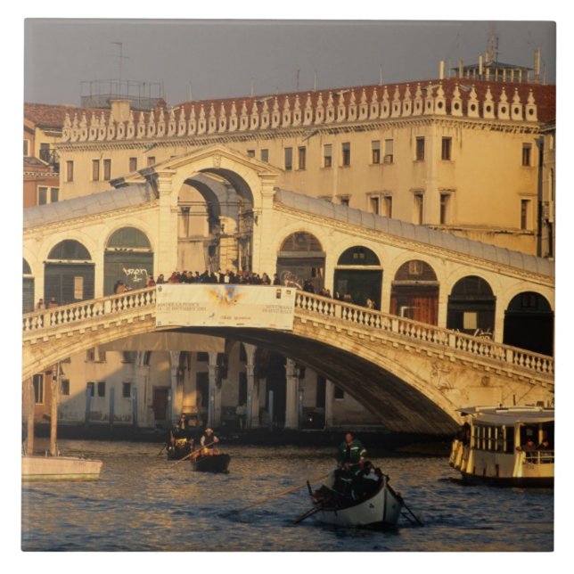 Italy, Veneto, Venice, Canal Grande and Rialto Ceramic Tile (Front)
