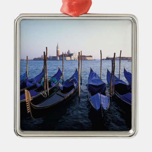 Italy Veneto Venice Row of Gondolas and San Metal Ornament