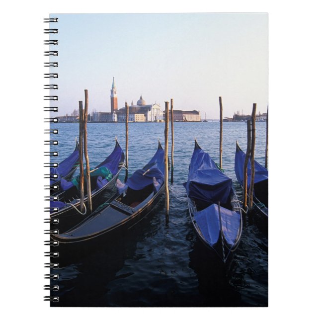 Italy, Veneto, Venice, Row of Gondolas and San Notebook (Front)