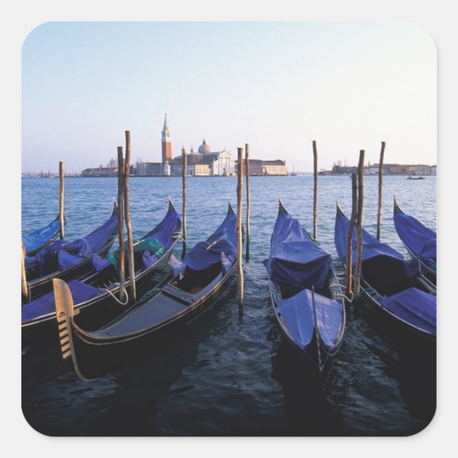 Italy, Veneto, Venice, Row of Gondolas and San Square Sticker (Front)