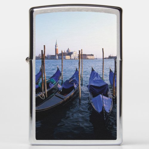 Italy Veneto Venice Row of Gondolas and San Zippo Lighter