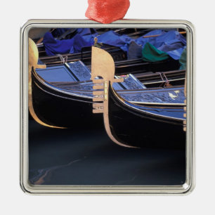 Italy, Veneto, Venice. Row of Gondolas. Metal Ornament