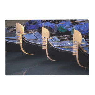 Italy, Veneto, Venice. Row of Gondolas. Placemat
