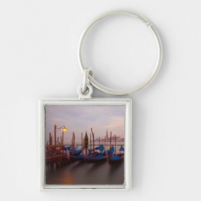 Italy, Venice. Anchored gondolas at twilight. Keychain (Front)