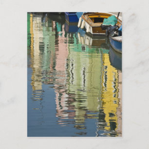 Italy, Venice, Burano. Multicolored houses along Postcard