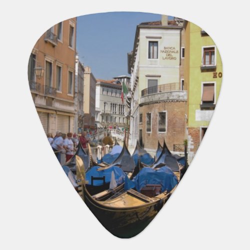 Italy Venice gondolas moored along canal Guitar Pick