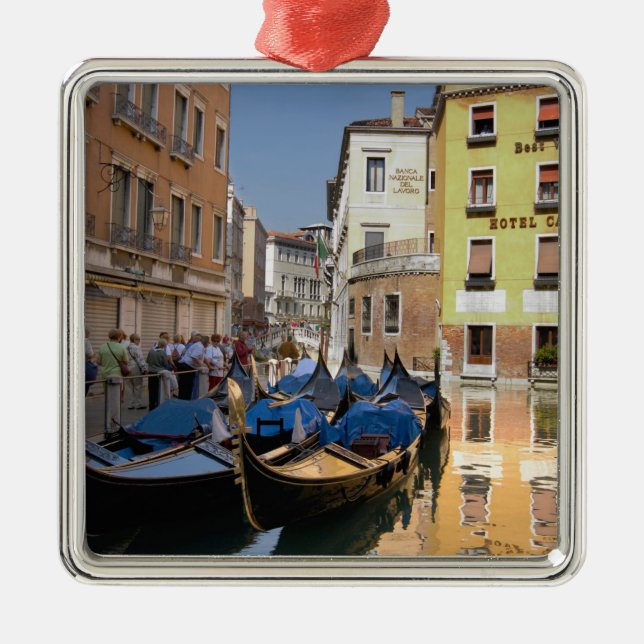 Italy, Venice, gondolas moored along canal Metal Ornament (Front)