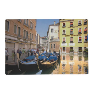 Italy, Venice, gondolas moored along canal Placemat