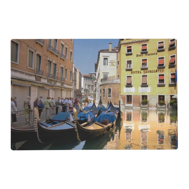 Italy, Venice, gondolas moored along canal Placemat (Front)