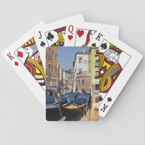 Italy Venice gondolas moored along canal Poker Cards