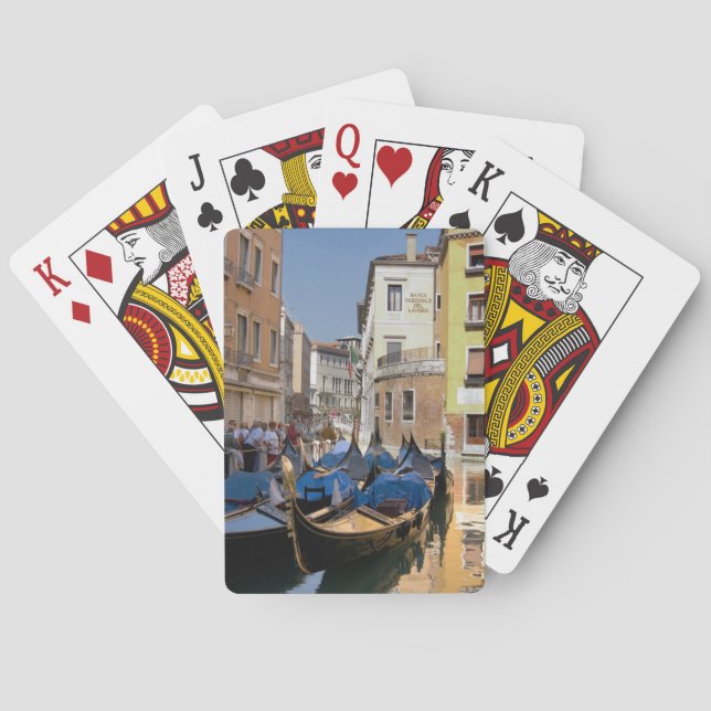 Italy, Venice, gondolas moored along canal Poker Cards (Back)