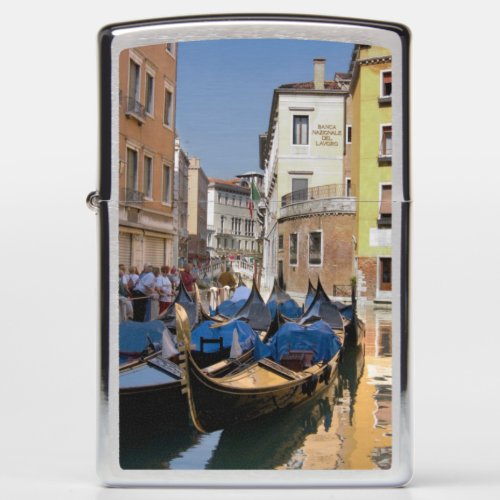 Italy Venice gondolas moored along canal Zippo Lighter