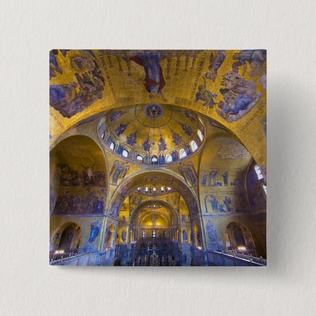 Italy, Venice. Interior of St. Marks Cathedral. Button (Front)