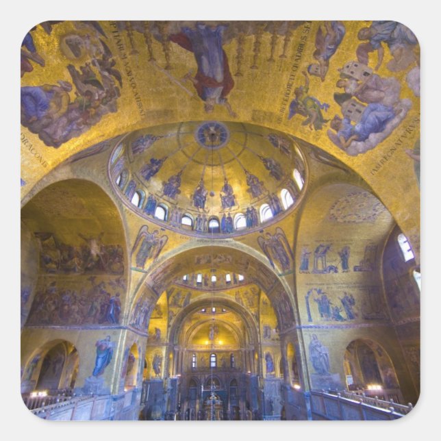 Italy, Venice. Interior of St. Marks Cathedral. Square Sticker (Front)