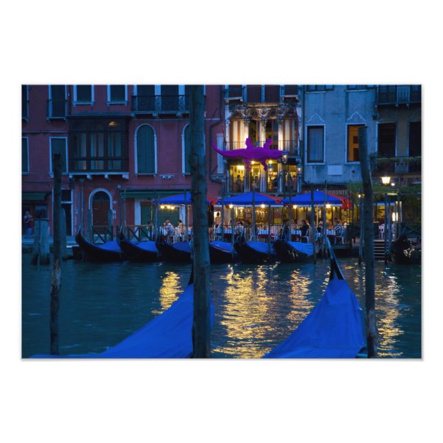 Italy, Venice, Night View Along the Grand Photo Print (Front)