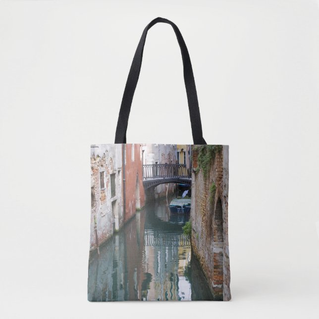 Italy, Venice, Reflections and Small Bridge of Tote Bag (Front)
