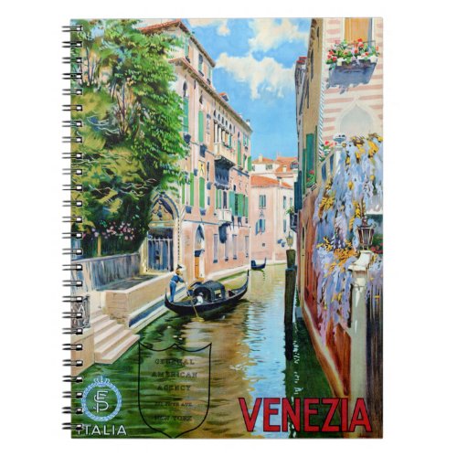 Italy Venice Vintage Travel Poster Restored Notebook