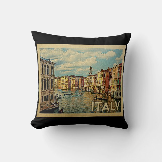 Italy Venice Vintage Travel Throw Pillow (Front)
