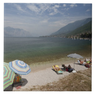 Italy, Verona Province, Brenzone. Lake Garda Ceramic Tile