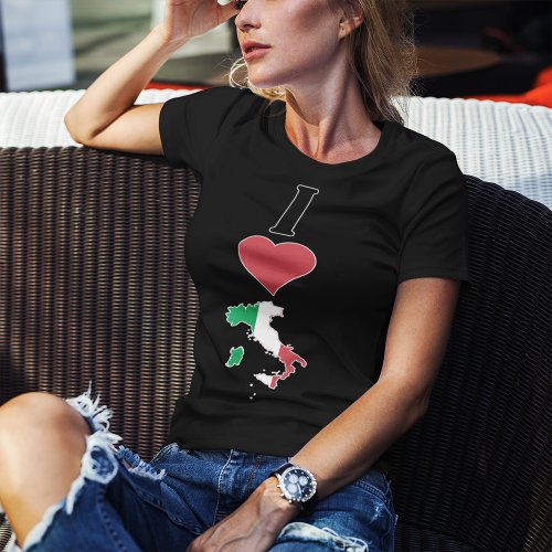 Italy Vertical I Love Italian Flag Map Womens T_Shirt