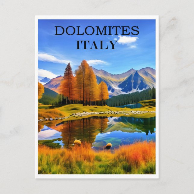 Italy Vintage Dolomites Mountain Travel Postcard (Front)