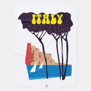 Italy vintage sailing travel poster baby blanket