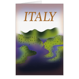 Italy Vintage style landscape travel poster. Card