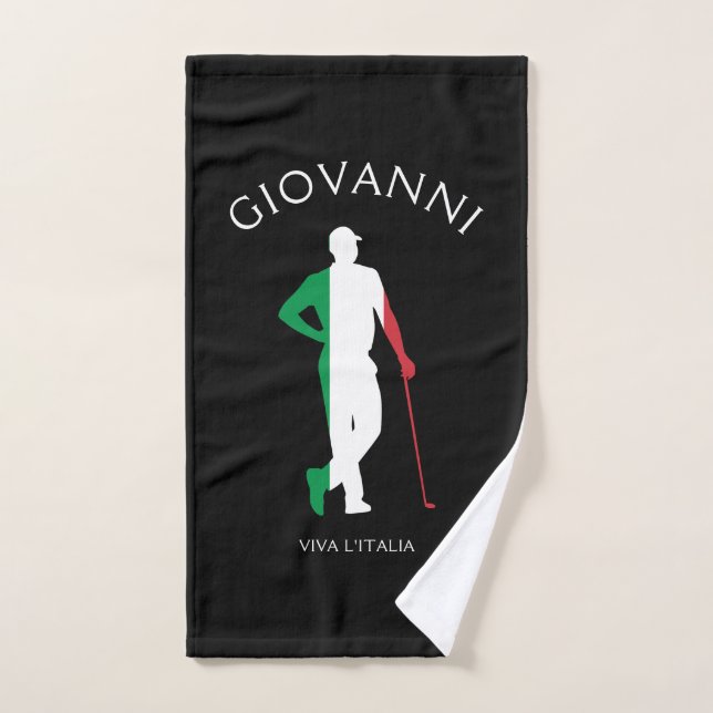 Italy Viva l'Italia Italian Flag Male Golfer Golf Hand Towel (Hand Towel)