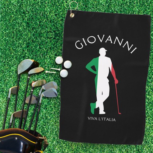 Italy Viva lItalia Italian Flag Male Golfer Name Golf Towel