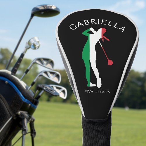 Italy Viva lItalia Italian Flag Woman Golfer Name Golf Head Cover