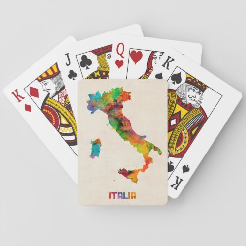 Italy Watercolor Map Italia Playing Cards
