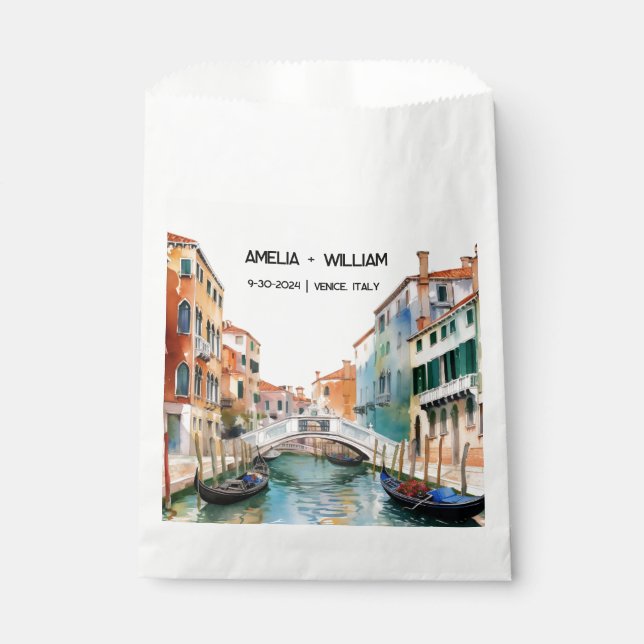 Italy Watercolor Romantic Destination Wedding Favor Bag (Front)