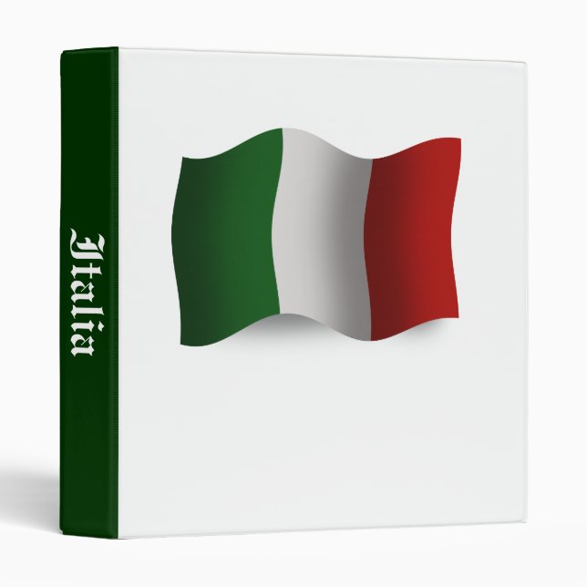 Italy Waving Flag 3 Ring Binder (Front/Spine)