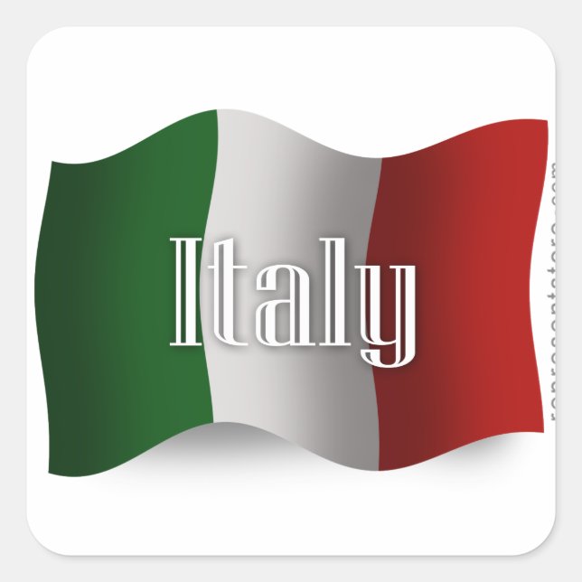 Italy Waving Flag Square Sticker (Front)