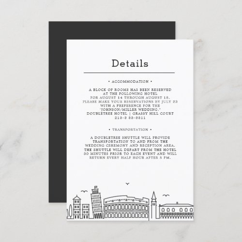 Italy Wedding  Guest Details Invitation