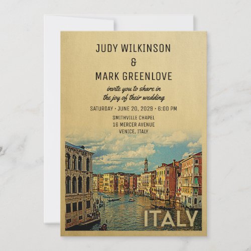 Italy Wedding Invitation Vintage Venice