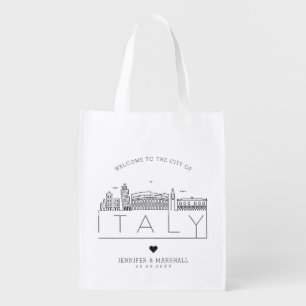 Italy Wedding Stylized Skyline Grocery Bag