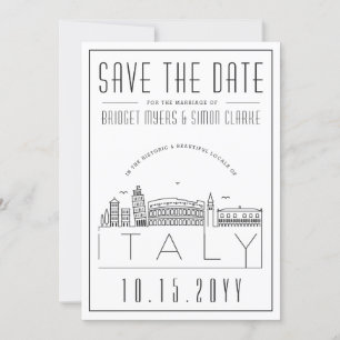 Italy Wedding Stylized Skyline Save the Date Invitation