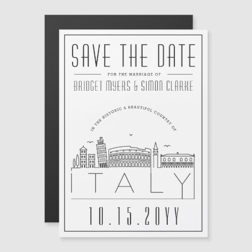 Italy Wedding  Stylized Skyline Save the Date Magnetic Invitation