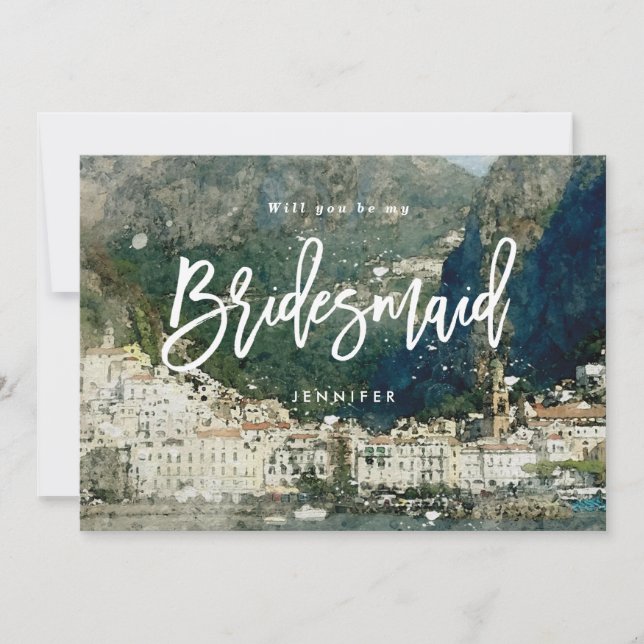 Italy will you be my bridesmaid proposal card (Front)
