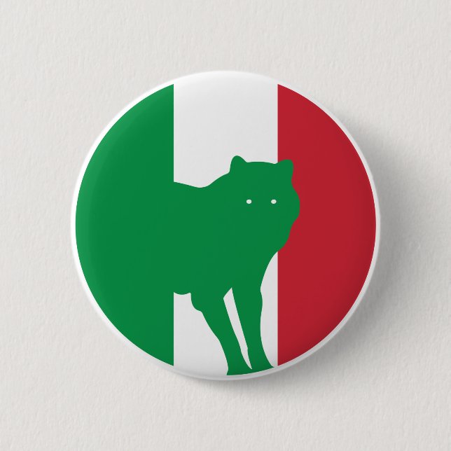 Italy Wolf Italian National Animal Flag Button (Front)