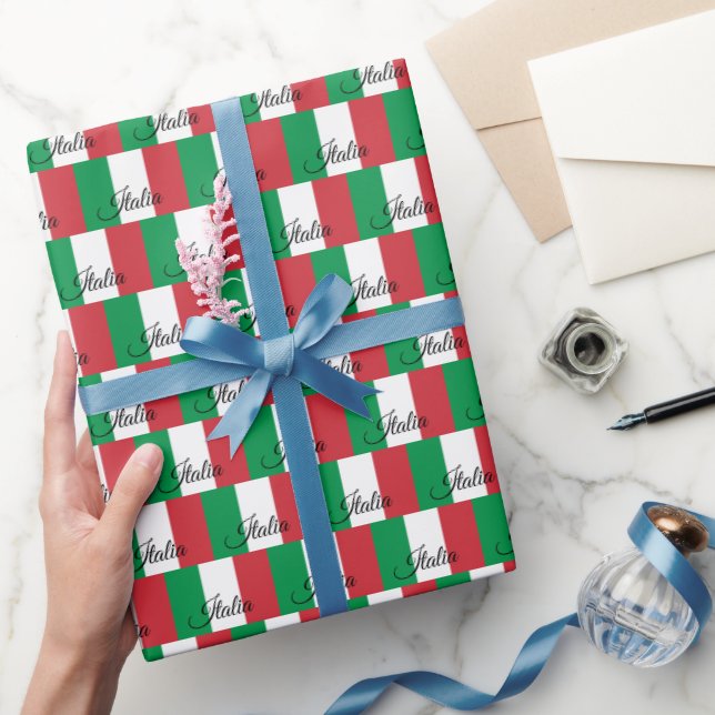 Italy Wrapping Paper, Italian Flag patriotic Wrapping Paper (Gifting)