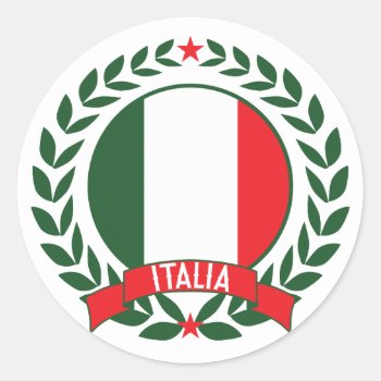 Italy Wreath Classic Round Sticker by brev87 at Zazzle