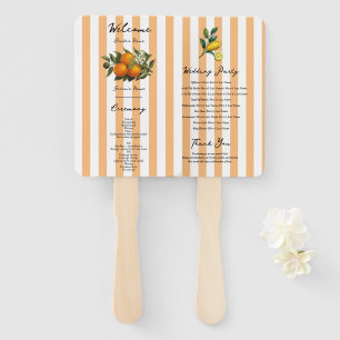 ItalyMediterranean Citrus Orange Wedding Program Hand Fan